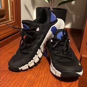 Nike Black and Blue Metcon Sneakers